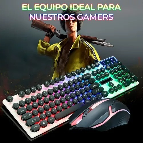Kit De Teclado Y Mouse Alambrico Usb Luz Led Rgb Para Pc Lap