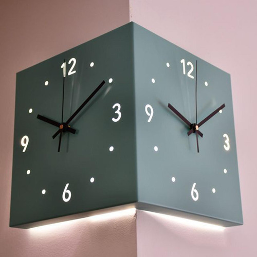 Reloj De Pared De De Doble Cara Con Transductor Light Azul