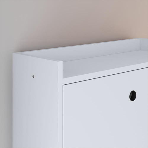 Sapateira Armário Vertical 3 Portas Mesinhas Canto Quarto Cor Branco | Off White/cina