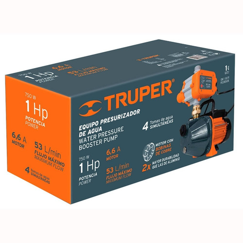 Imagen 7 de 9 de Bomba Agua Presurizador 1 Hp Truper 19397