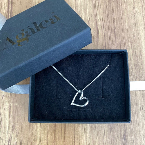 Imagen 6 de 9 de Collar Dije Y Cadena Corazón En Plata .925 Agálea Joyería