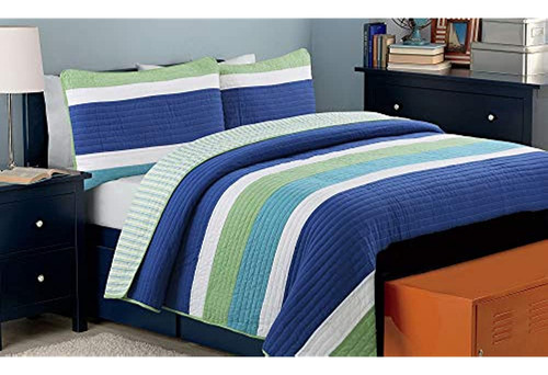 Cozy Line Home Fashions Juego De Colcha Waylon, Azul Marino,