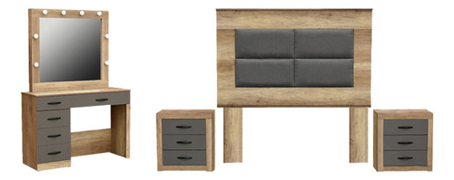 Recamara Matrimonial Andrea 5 Piezas Roble Këssa Muebles
