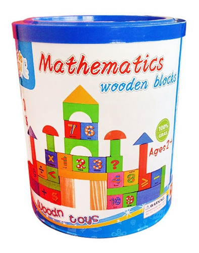 Balde Bloques Construcción Cuentas Matematicas 40 Piezas