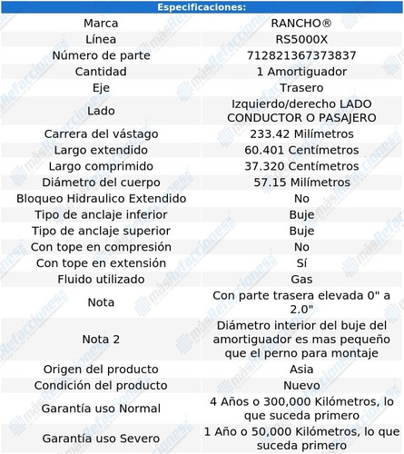 Amortiguador 60.401 Cm Rs5000x Izq/der Tra D100 Pickup 68-74