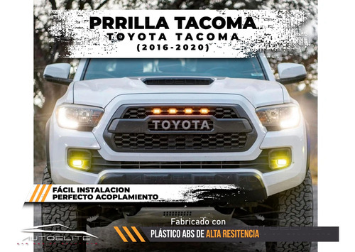 Imagen 4 de 9 de Parrilla Toyota Tacoma 2016 2017 Con Luz Led Emblema Plata