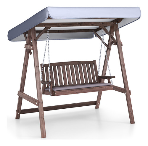 Silla Columpio De Madera De Abeto Y Toldo Marron Gpl