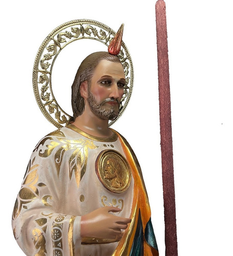 San Judas Tadeo 110cm Estofado En Hoja De Oro Y Al Óleo  