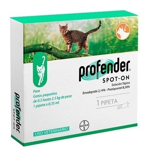 Profender 0.5-2.5kg Desparasitante Para Gato 1 Pipeta Bayer