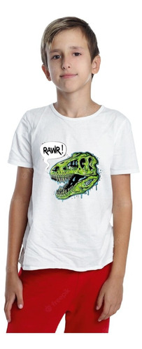 Playera Para Niño Dinosaurio T-rex Calavera  Moda Inantil