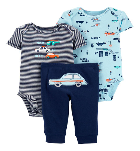 Pack 3 Piezas Carters 2 Bodys Y 1 Pantalon City 