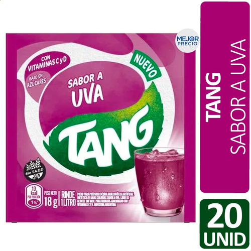 Imagen 1 de 6 de Jugo Tang Uva C + D Sin Tacc Libre Gluten X20 Unidades