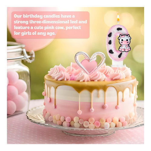 Wqinx Pink Cow Glitter Velas De Cumpleaños Número 1 De 1 De
