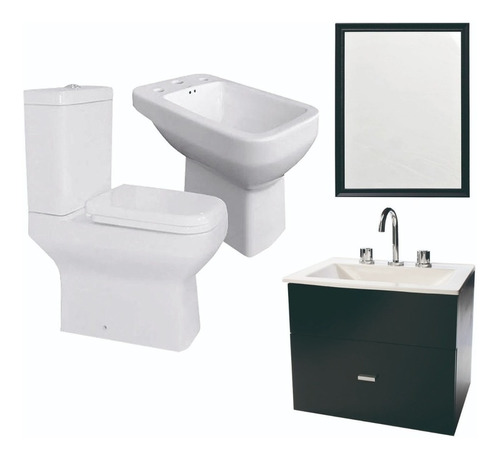 Juego Completo Baño Inodoro Vanitory 50cm Espejo- Cuotas