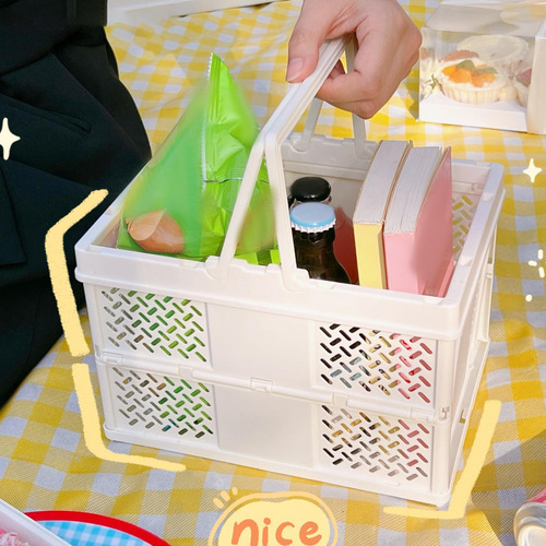 Caja De Almacenamiento Plegable Cesta De Compras Blanco