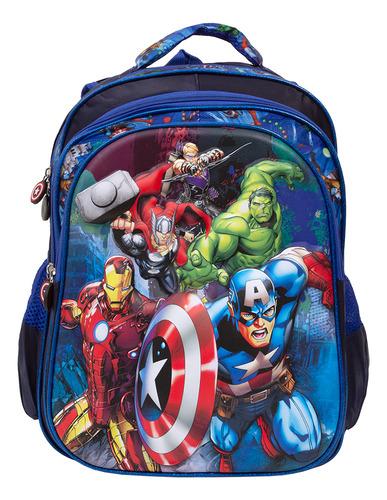 Mochila Infantil Masculina Vingadores 3d Costas Tamanho G