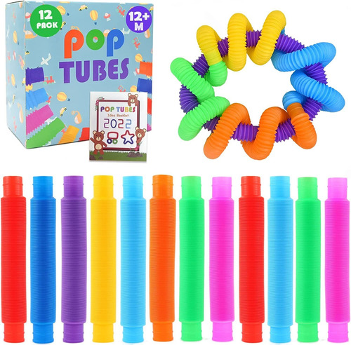 Paquete De 12 Juguetes Sensoriales Pop Tubes, Habilidad...