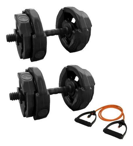 Kit Mancuernas Body Pump + Pesas Discos 20kg Negro Fitnesas