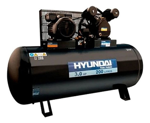 Compresor Hyundai Monofasico 3 Hp 200 Lt (82hyxy200) Color Negro