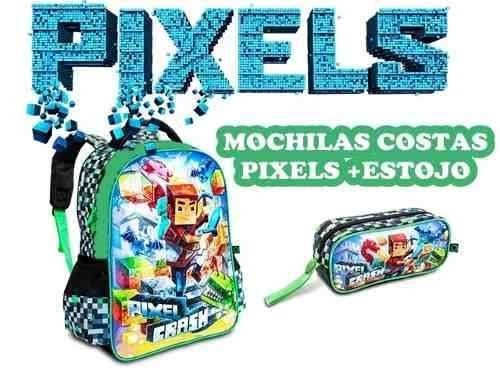 Mochila Costas + 2 Estojos Pixel Mini Pixel