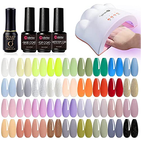 Mobray Gel Nail Polish Kit With Uv Light 48w, 36 Color Gel P