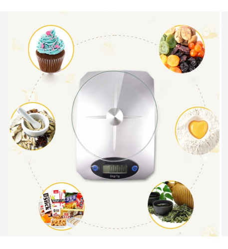 Imagen 9 de 10 de Pesa De Alimentos Pesa Para Cocina Pesa Cocina Digital 5 Kg