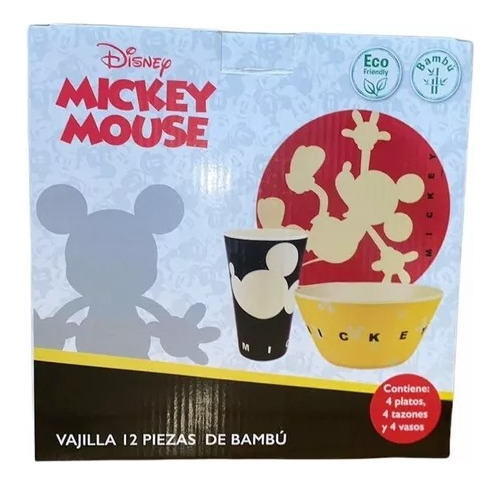 Vajilla Mickey Mouse 12 Pzas Bambú Ecológica Disney