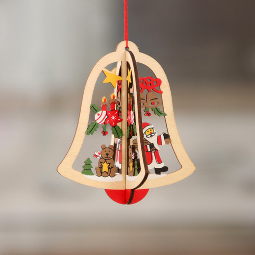 Colgante De Campana De Estrella De Cinco Puntas De Madera