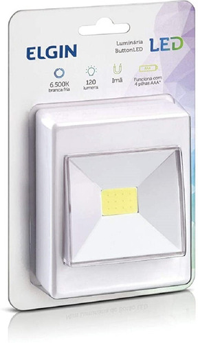 Elgin - Mini Luminaria Button Led 3w 6500k C/ 04 Pilhas Aaa