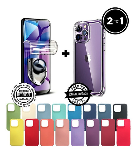 Case + Hidrogel - Para iPhone 14 Pro Max - Funda + Protector