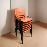 Silla Apilable Fija Plástica Oficina Reforzada Pack X6 Super Fuertes Con Garantia De Fabrica Stock Permanente Color Naranja