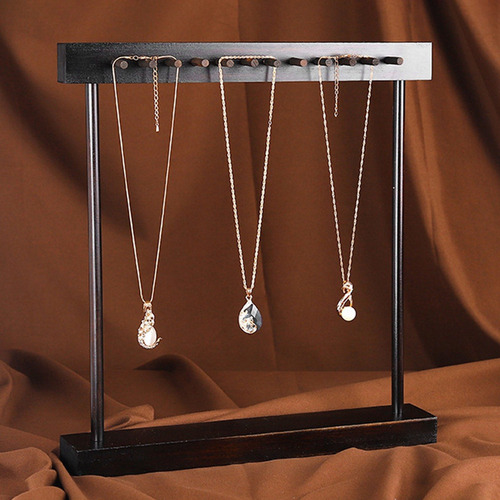 2 Estantes De Madera Con 24 Ganchos Para Colgar Collares Y J