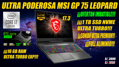 Laptop Msi Gp75 Leopard I7 10ma Rtx 2070 8 Gb 16 Gb Ram 512 (Usado)