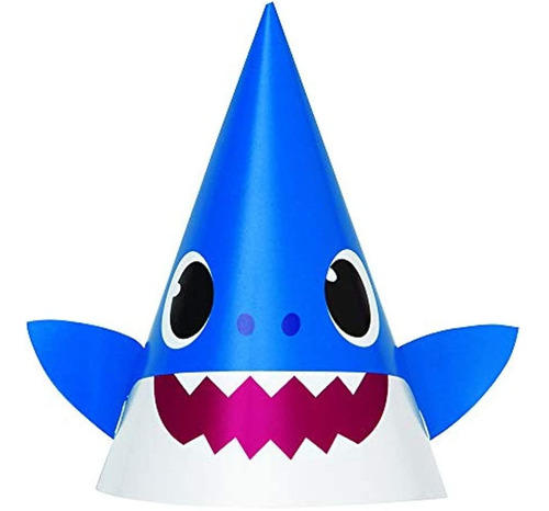 Unique Baby Shark Party Hats - 8 Piezas, Multicolor, One Siz