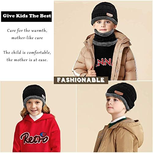 Chapéu De Inverno Preto Infantil, Conjunto De Cachecol Circ