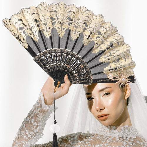 Abanico De Mano Plegable, Elegante Vintage Abanico