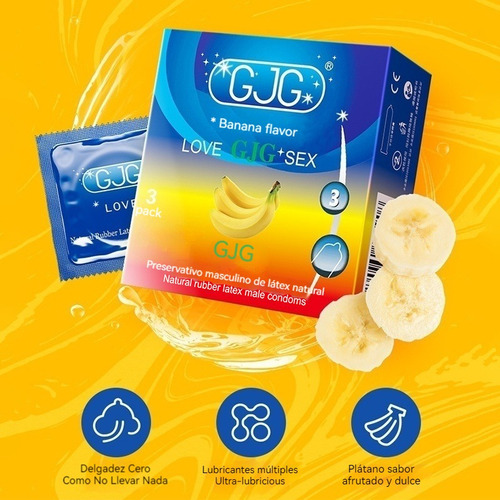 Condón3 Piezas Condón De Sabor A Plátano Para Hombres De Gom