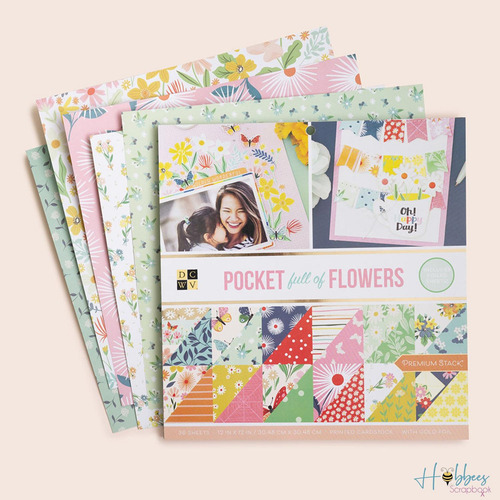 Block Hojas Cartulina Doble Cara Flores Con Foil 12 Scrapbo