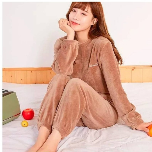 Pijama Conjunto Mujer  Forro Polar Pantalon Poleron Invierno