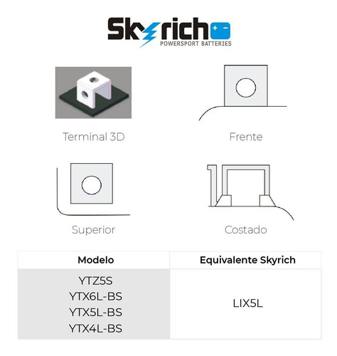 Imagen 4 de 9 de Bateria De Litio Skyrich P/moto Lix5l Libre Mantenimiento.