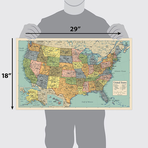 Afiche Del Mapa De Estados Unidos - Gráfico Del Mapa De Los
