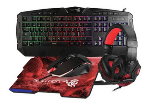 Kit Gamer De Teclado Mouse Mousepad Y Audífonos Necnon