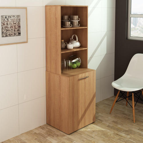 Armário Com Mesa Retrátil Me4171 Tecnomobili Amendoa Ef