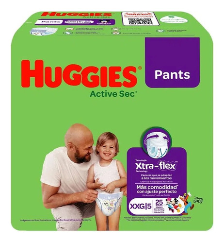 Pañales Huggies Active Sec Pants Talla 5 - Xxg X 25 Unidades