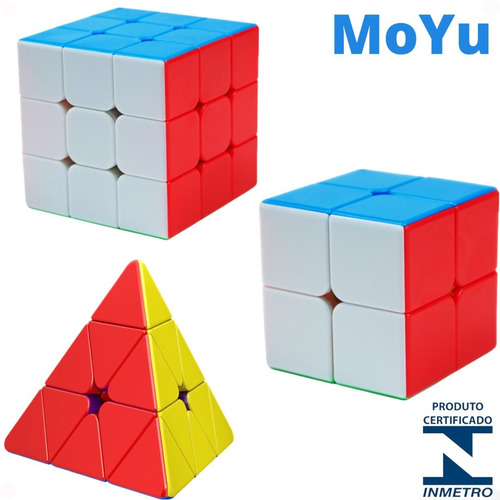 Kit 3 Cubo Mágico 2x2 + 3x3 + Pirâmide Profissional Puzzle Cor da estrutura Colorido