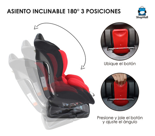 Asiento De Bebé Para Coche Asiento Inclinable 3 Posiciones Color Rojo Asiento de carro para bebé