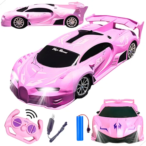 Carrinho Controle Remoto A Bateria Recarregável Para Menina Cor Rosa