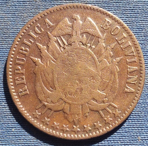 Bolivia 2 Centavos 1883 Escasa Rara Cobre