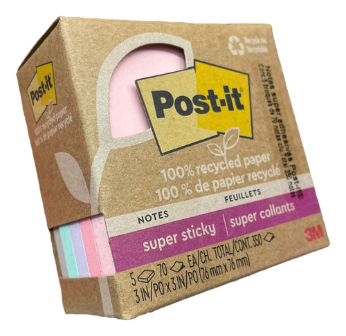 Notas Adhesivas 3m Post It Cubo 3x3 Colores Pastel 350 Hojas
