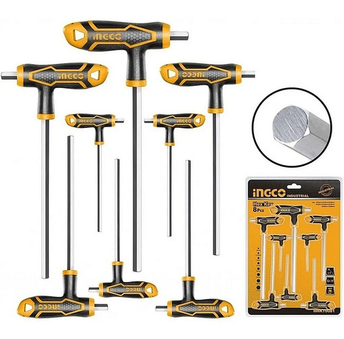 Set 8 Llaves Allen Mango En T De 2 A 10 Mm Ingco Hhkt8081